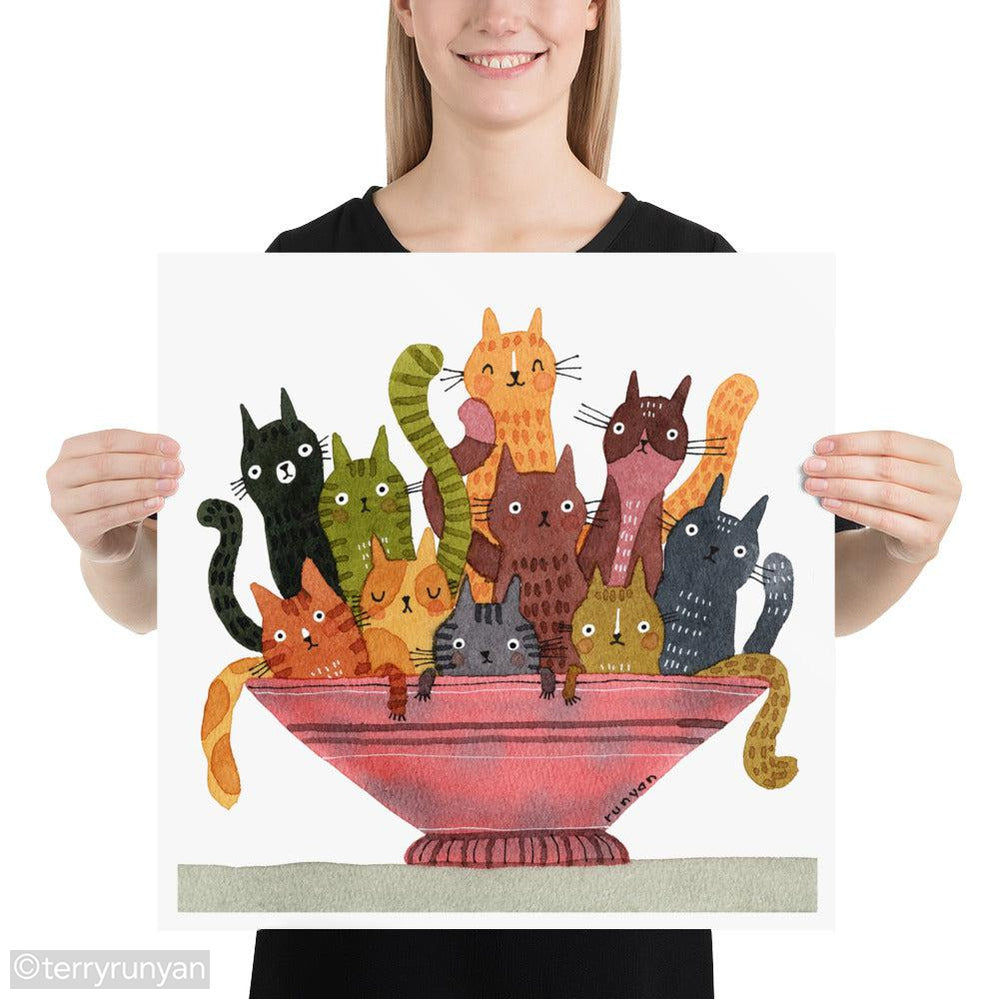CAT SALAD 2-Art Print-Terry Runyan Creative-Terry Runyan Creative