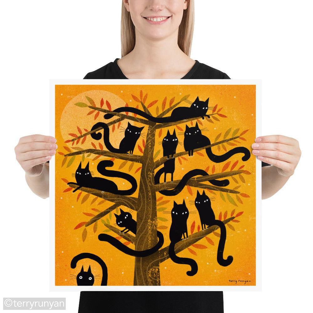 BLACK CAT TREE-Art Print-Terry Runyan Creative-Terry Runyan Creative