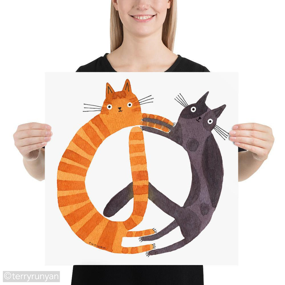 WORLD PEACE CATS-Art Print-Terry Runyan Creative-Terry Runyan Creative