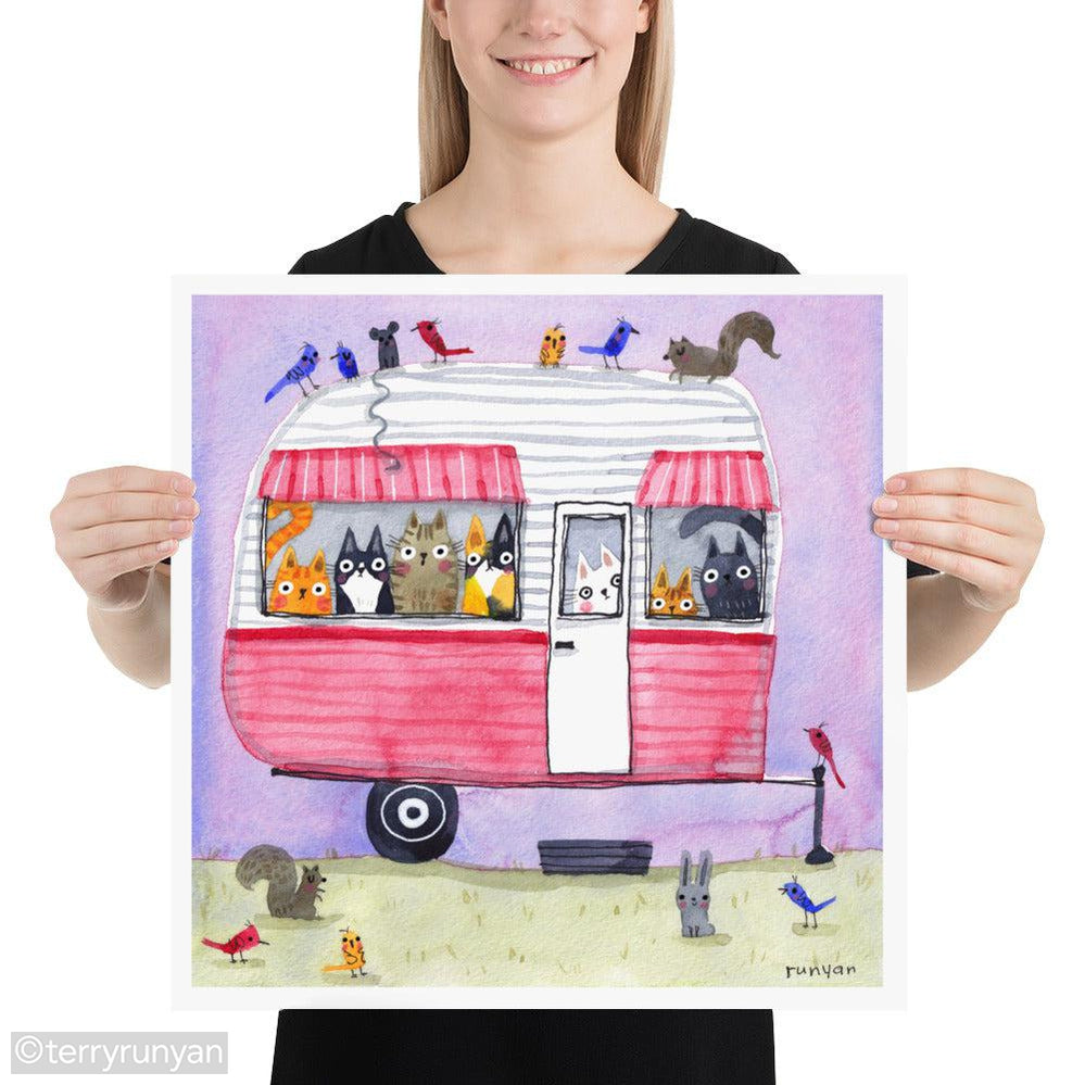 CAT CAMPER art print-Art Print-Terry Runyan Creative-Terry Runyan Creative