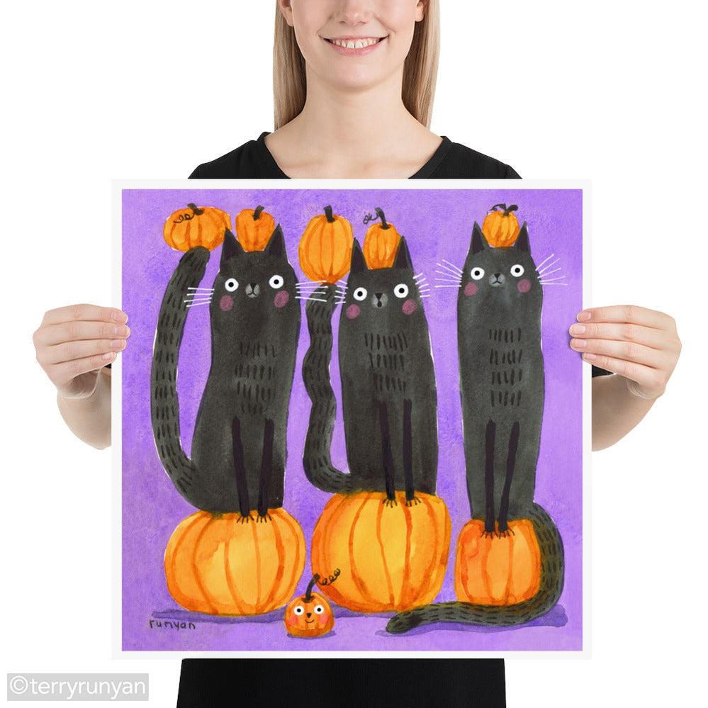 PUMPKIN CATS-Art Print-Terry Runyan Creative-Terry Runyan Creative