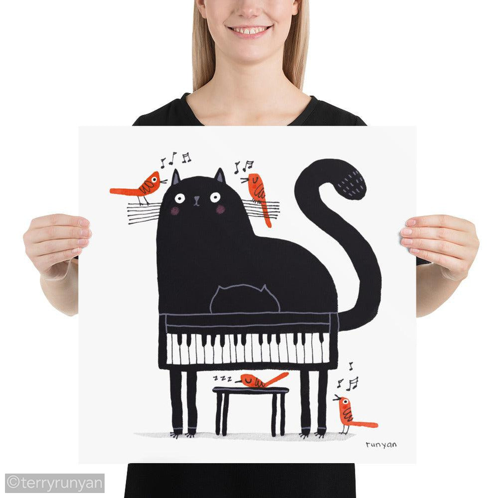 PIANO CAT 2-Art Print-Terry Runyan Creative-Terry Runyan Creative