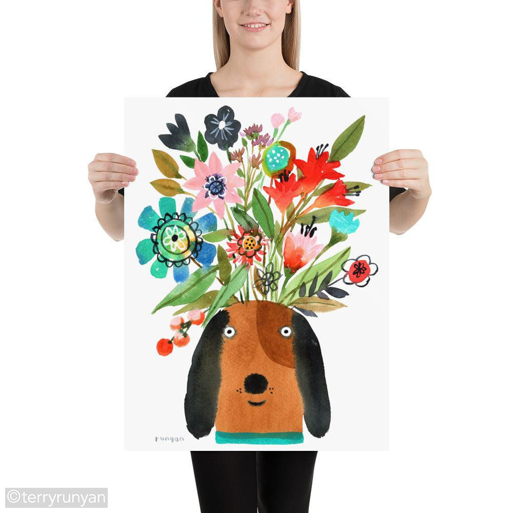 FLOWER PUPPY-Art Print-Terry Runyan Creative-Terry Runyan Creative
