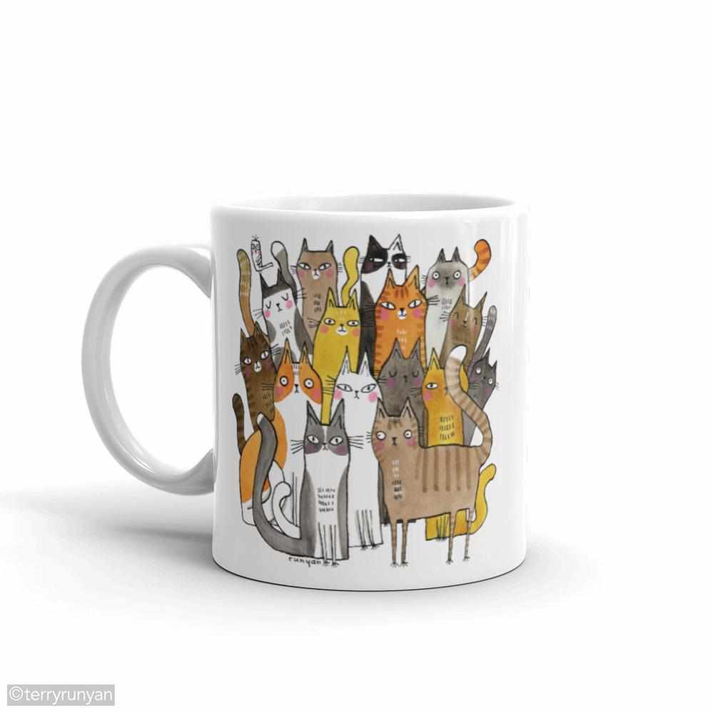 CAT BATCH White glossy mug-Mugs-Terry Runyan Creative-Terry Runyan Creative