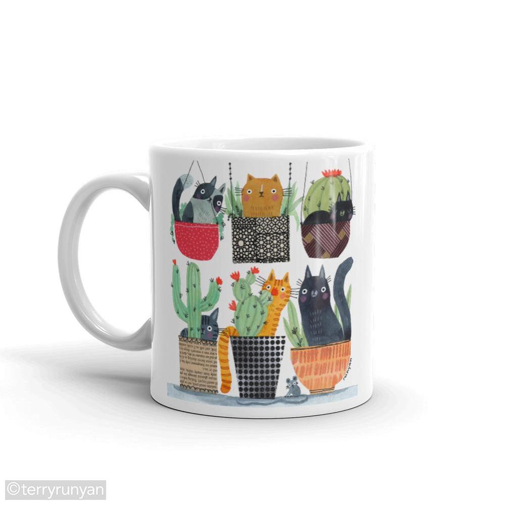 HOUSE CAT PLANTS mug-Coffee Mug-Terry Runyan Creative-Terry Runyan Creative