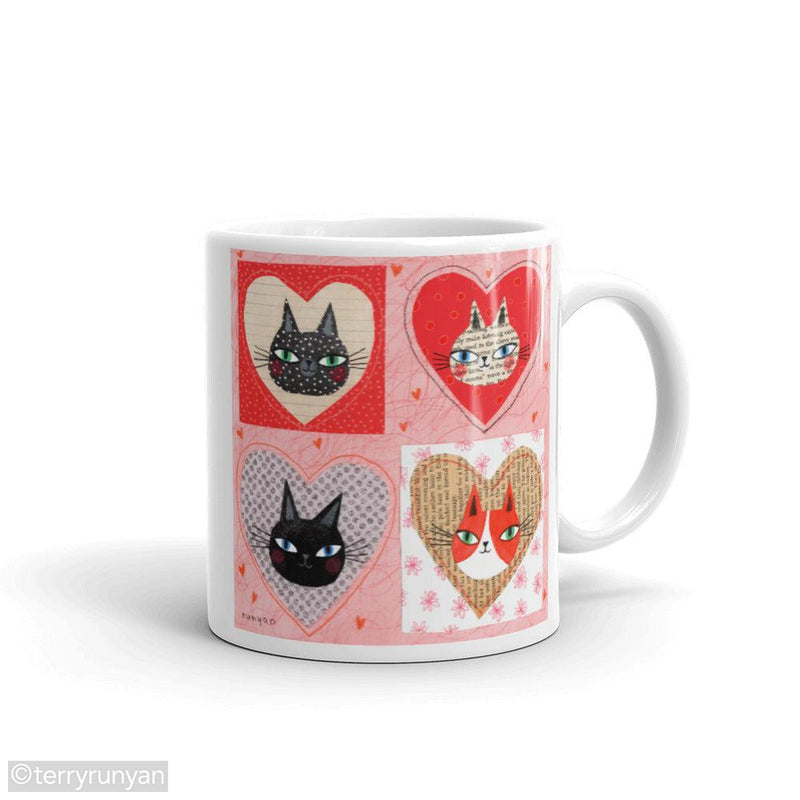KITTY HEARTS mug-Coffee Mug-Terry Runyan Creative-Terry Runyan Creative