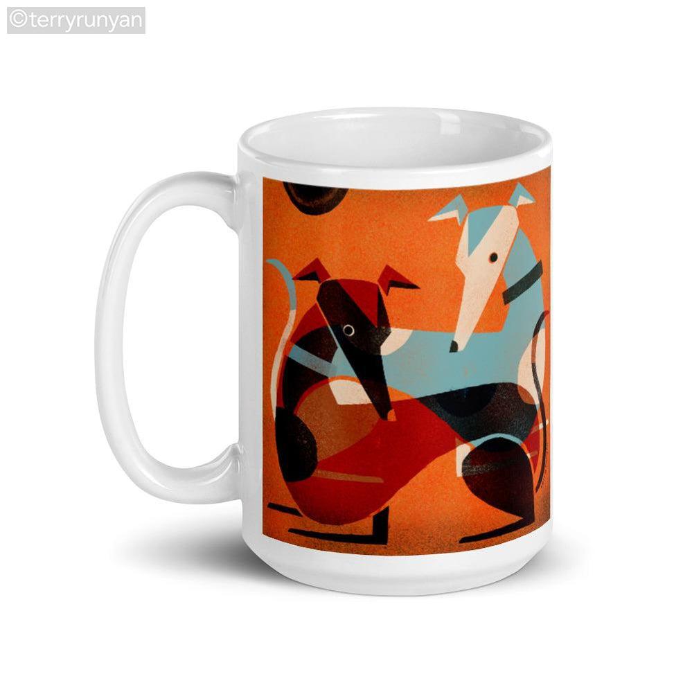 GREYHOUND PAIR mug-Mugs-Terry Runyan Creative-Terry Runyan Creative