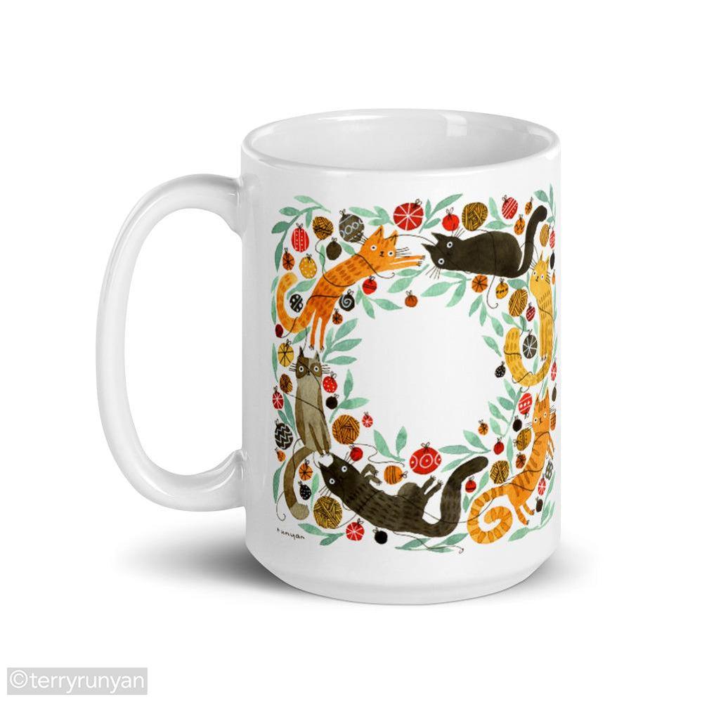 CAT WREATH mug-Terry Runyan Creative-Terry Runyan Creative