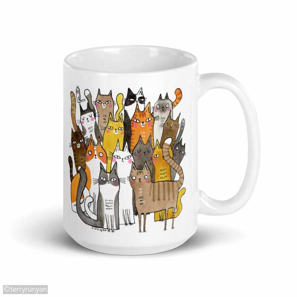 CAT BATCH White glossy mug-Mugs-Terry Runyan Creative-Terry Runyan Creative