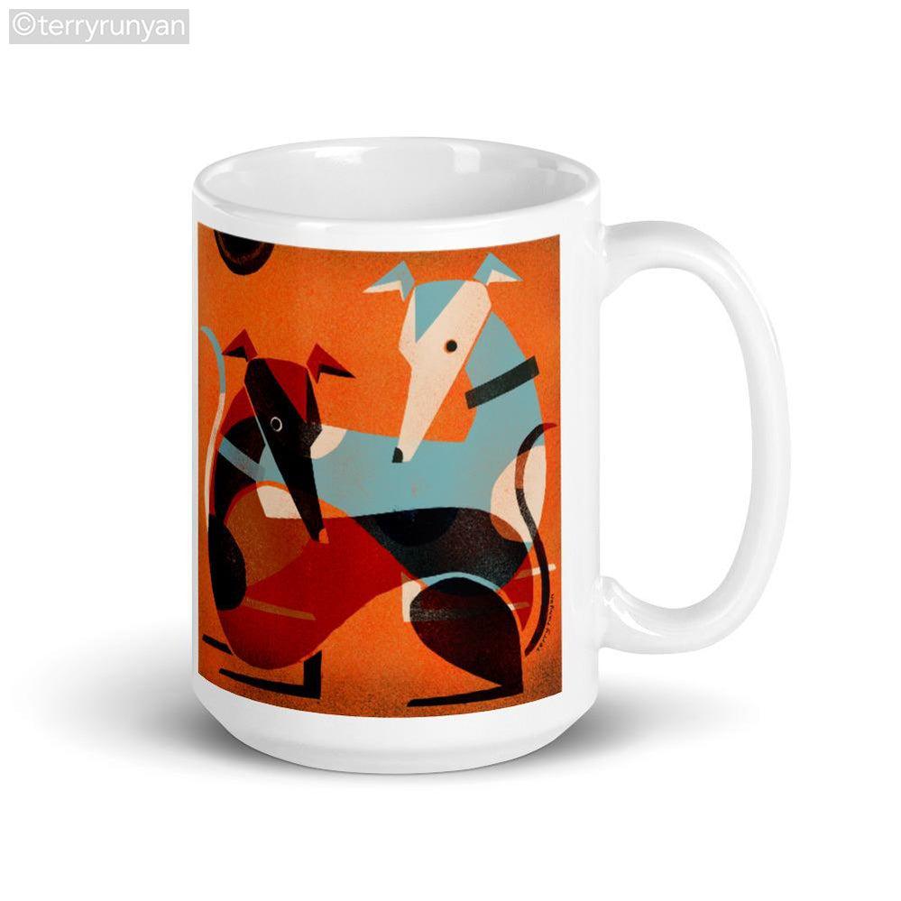 GREYHOUND PAIR mug-Mugs-Terry Runyan Creative-Terry Runyan Creative